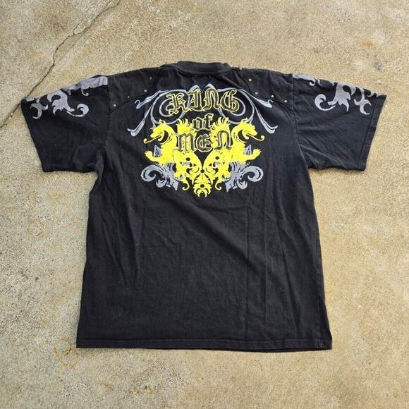 Vtg 90s Red Ape Jeans All Over Print T Shirt XXL Baggy Baroque Affliction Cyber - Picture 1 of 7